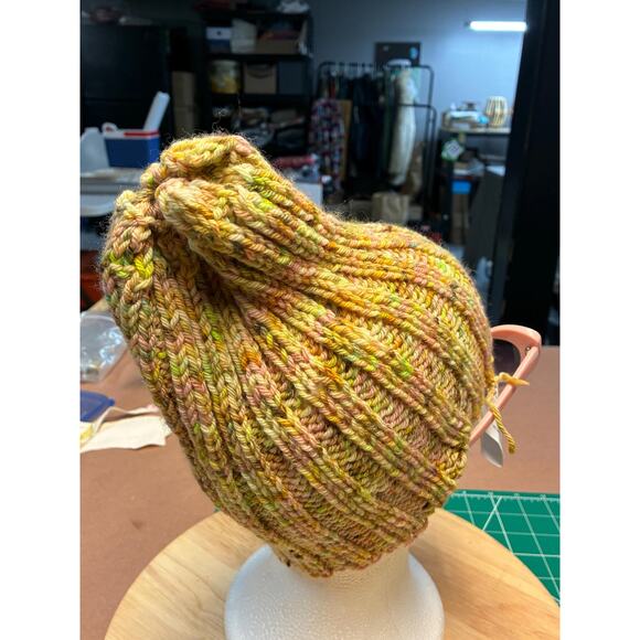 Hand Knit Merino Wool Beanie | Hand-Dyed Yarn OOAK main image 6